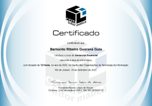 certificado da COTI informática - Javascript Essencial